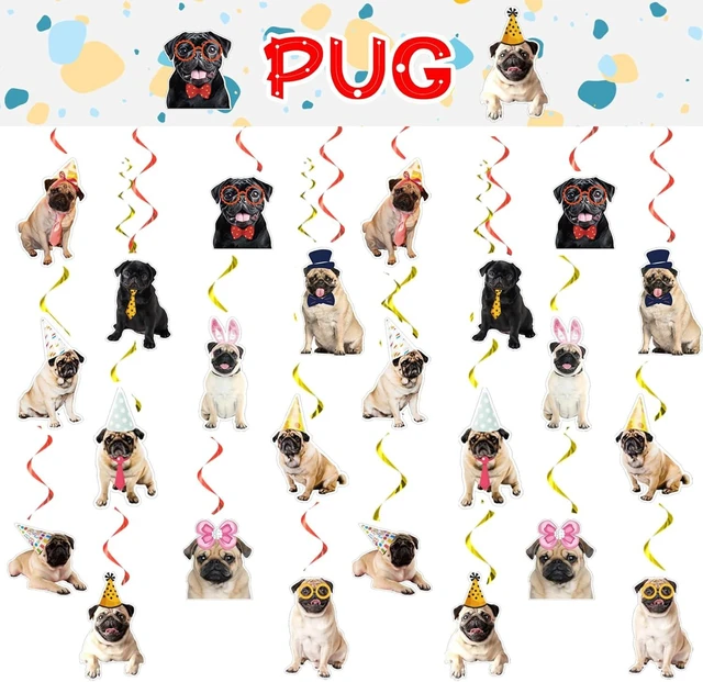 Alt view image 9 of 14 - 24 Pcs Pug Dog Hanging Decorations Pug Hanging Swirls Ceiling Swirls Pug Birthday Party Supplies for Pug Party Decorations