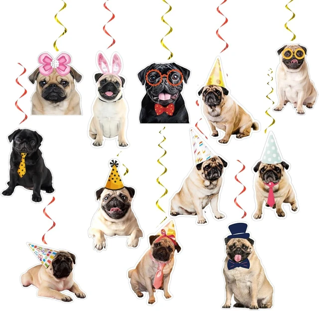 Alt view image 11 of 14 - 24 Pcs Pug Dog Hanging Decorations Pug Hanging Swirls Ceiling Swirls Pug Birthday Party Supplies for Pug Party Decorations