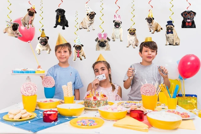 Alt view image 13 of 14 - 24 Pcs Pug Dog Hanging Decorations Pug Hanging Swirls Ceiling Swirls Pug Birthday Party Supplies for Pug Party Decorations