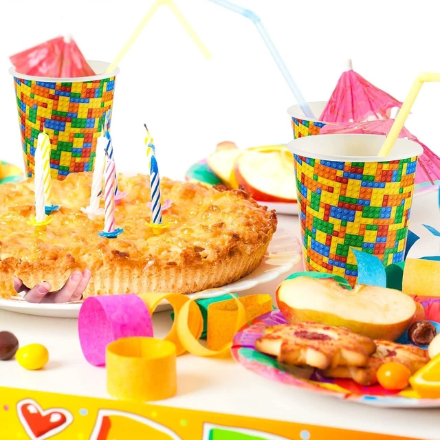 Alt view image 10 of 14 - Cunhill 36 Pcs 9 oz Party Paper Cups Party Supplies Disposable Paper Drinking Cups for Birthday Decorations Sport Picnics(Building Block)