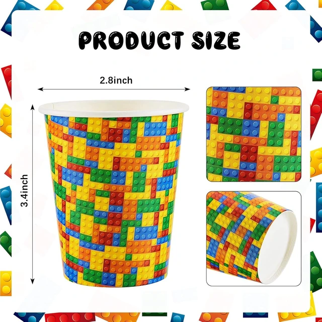 Alt view image 9 of 14 - Cunhill 36 Pcs 9 oz Party Paper Cups Party Supplies Disposable Paper Drinking Cups for Birthday Decorations Sport Picnics(Building Block)