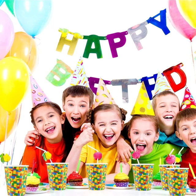Alt view image 13 of 14 - Cunhill 36 Pcs 9 oz Party Paper Cups Party Supplies Disposable Paper Drinking Cups for Birthday Decorations Sport Picnics(Building Block)