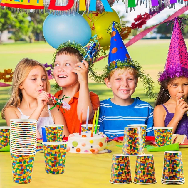 Alt view image 11 of 14 - Cunhill 36 Pcs 9 oz Party Paper Cups Party Supplies Disposable Paper Drinking Cups for Birthday Decorations Sport Picnics(Building Block)