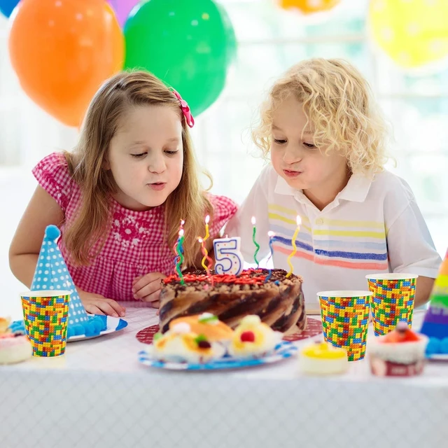 Alt view image 12 of 14 - Cunhill 36 Pcs 9 oz Party Paper Cups Party Supplies Disposable Paper Drinking Cups for Birthday Decorations Sport Picnics(Building Block)