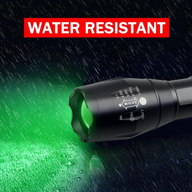 Alt view image 9 of 12 - Green Light Flashlight, Single Mode Green LED Hunting, Zoomable Varmint Predator Coyote Hog, Green Flashlight for Night Vision, Astronomy