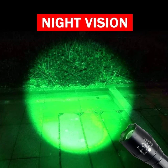 Alt view image 11 of 12 - Green Light Flashlight, Single Mode Green LED Hunting, Zoomable Varmint Predator Coyote Hog, Green Flashlight for Night Vision, Astronomy