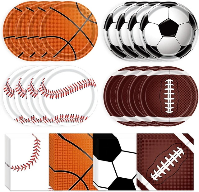 Alt view image 8 of 14 - Sports Birthday Party Decorations 80Pcs Sports Party Supplies Plates and Napkins Baseball Football Soccer Basketball Rugby Disposable Paper Plates Napkins for Boy Birthday Party Decoration