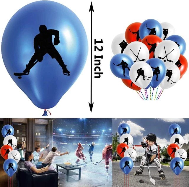 Alt view image 7 of 10 - 60PCS Hockey Party Decorations Latex Balloons - Hockey/Sport Game Birthday Party Supplies Favors