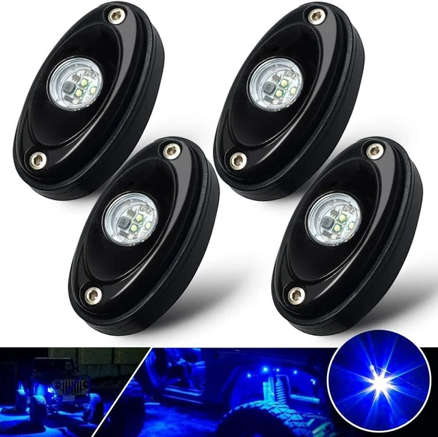 Alt view image 6 of 10 - 4 Pods LED Rock Light Kit Blue LED Neon Lights for Jeep Car UTV ATV SUV Off Road Boat Under Glow Lamp Truck Bed Lighting Waterproof