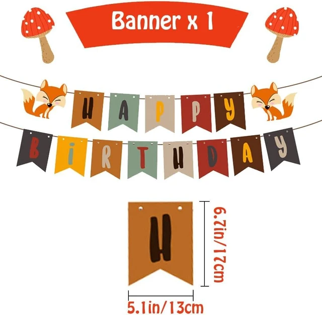 Alt view image 9 of 12 - Fox Theme Birthday Party Supplies Decorations, 38PCS Fox Party Supplies Kit includes Fox Happy Birthday Banner, Fox Balloons and Various Party Tableware Supplies with Cartoon Fox