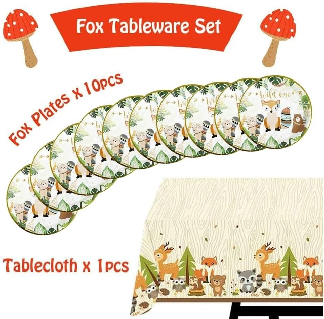 Alt view image 10 of 12 - Fox Theme Birthday Party Supplies Decorations, 38PCS Fox Party Supplies Kit includes Fox Happy Birthday Banner, Fox Balloons and Various Party Tableware Supplies with Cartoon Fox