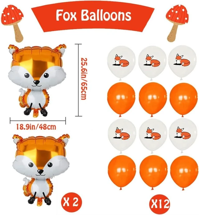 Alt view image 11 of 12 - Fox Theme Birthday Party Supplies Decorations, 38PCS Fox Party Supplies Kit includes Fox Happy Birthday Banner, Fox Balloons and Various Party Tableware Supplies with Cartoon Fox
