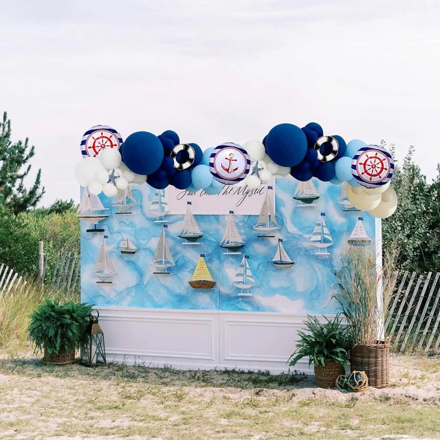 Alt view image 9 of 10 - Balloon Garland Kit,101PCS 5 10 12 15 18 Inch Dark Blue Nautical Anchor Party Balloons for Birthday Baby Shower Navigation Theme Sailor Party Birthday Outdoor Party Decoration Supplies