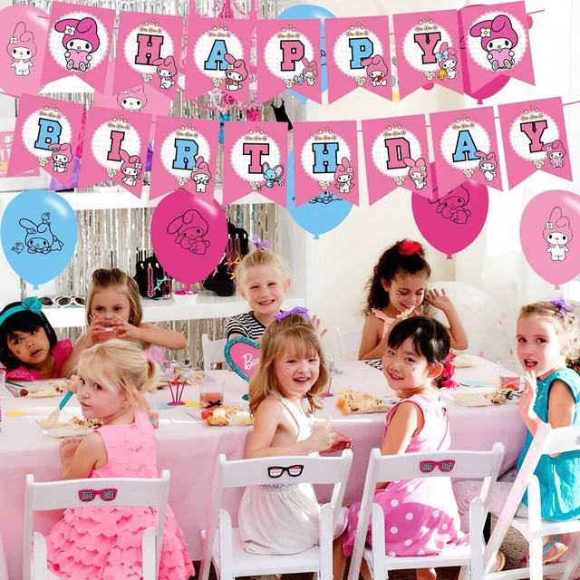 Alt view image 13 of 14 - My Melody Party Decorations - Birthday Party Supplies Includes Banner, Cake Topper, 12 Cupcake Toppers, 18 Balloons, 50 My Melody Stickers