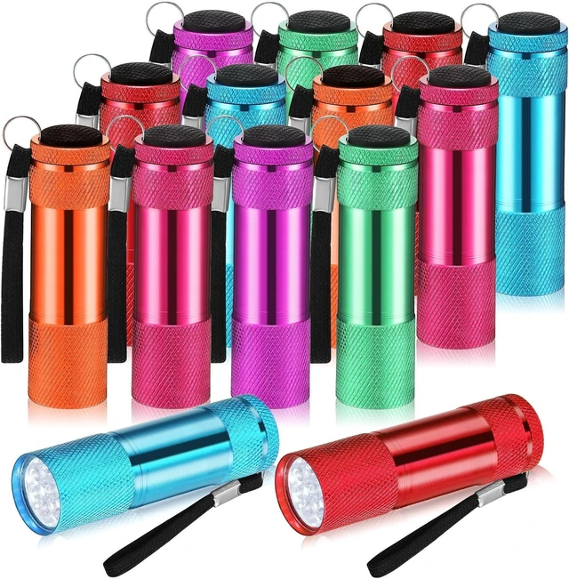 Alt view image 8 of 14 - VIHOSE 12 Pcs Mini Flashlights Bulk, Bright Aluminum Handheld Flash Lights with Lanyard, Small LED Flashlights for Night Reading Emergency Hurricane Camping Hiking Party Favors(Bright Colors)