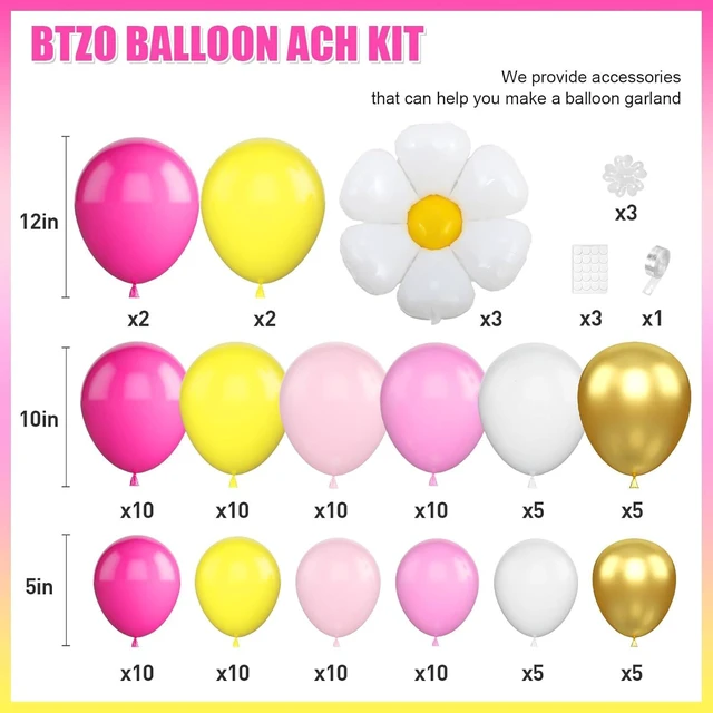 Alt view image 9 of 14 - Yellow Pink Balloon Garland, Daisy Balloon Arch with Metallic Gold Party Flower Balloons For Birthday Baby Shower Wedding Groovy Theme Decorations