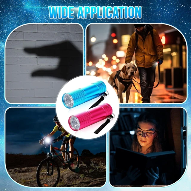Alt view image 12 of 14 - VIHOSE 12 Pcs Mini Flashlights Bulk, Bright Aluminum Handheld Flash Lights with Lanyard, Small LED Flashlights for Night Reading Emergency Hurricane Camping Hiking Party Favors(Bright Colors)