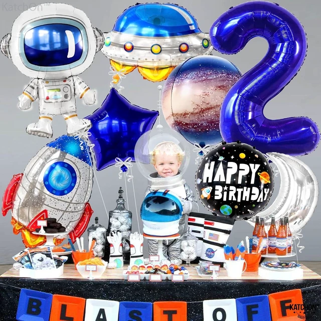 Alt view image 9 of 14 - Huge Two The Moon Balloons - 40 Inch | Galaxy Birthday Party Decorations | Space Themed Party Supplies