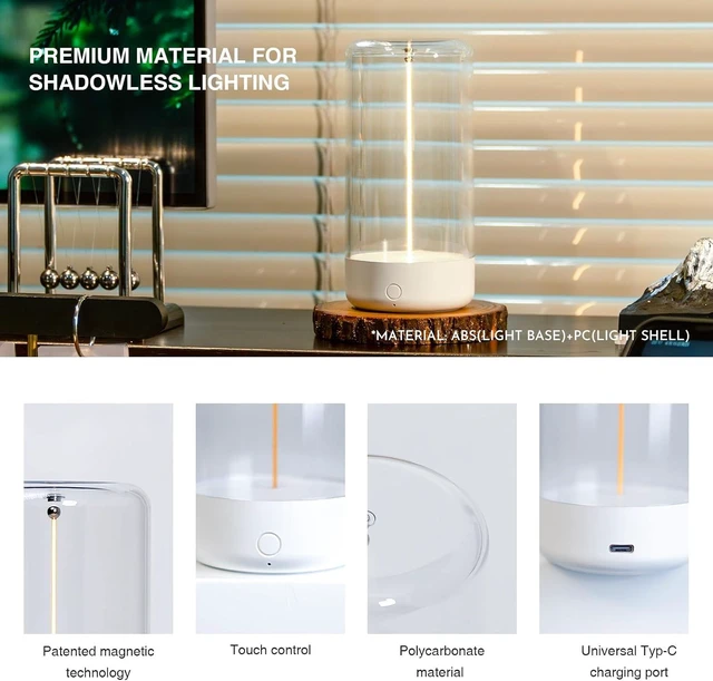 Alt view image 9 of 12 - AUGE LIGHT Mini Minimalist Cordless Table Lamp, Rechargeable Ambient Light, White