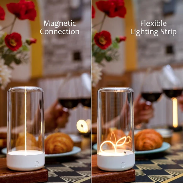 Alt view image 10 of 12 - AUGE LIGHT Mini Minimalist Cordless Table Lamp, Rechargeable Ambient Light, White