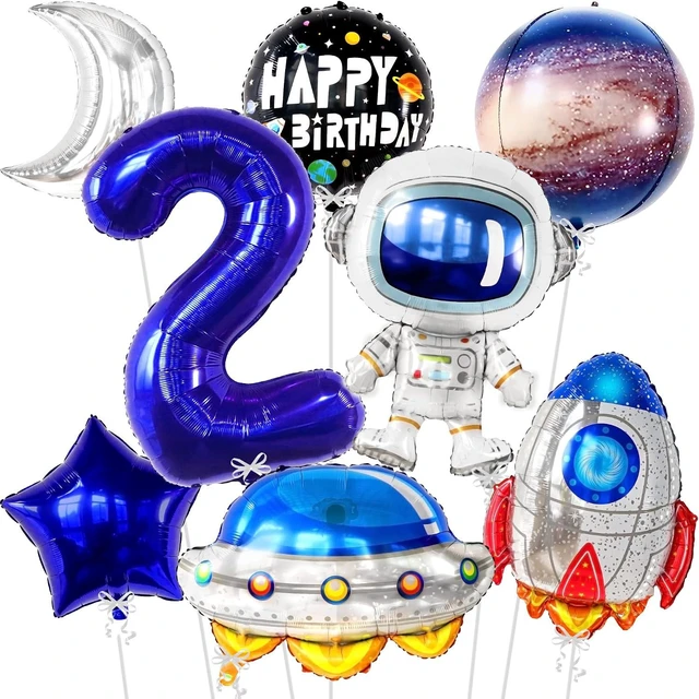Alt view image 8 of 14 - Huge Two The Moon Balloons - 40 Inch | Galaxy Birthday Party Decorations | Space Themed Party Supplies