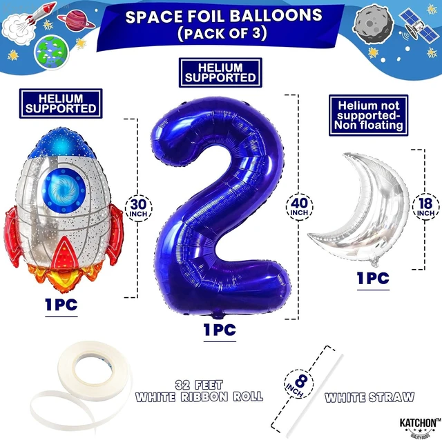 Alt view image 12 of 14 - Huge Two The Moon Balloons - 40 Inch | Galaxy Birthday Party Decorations | Space Themed Party Supplies