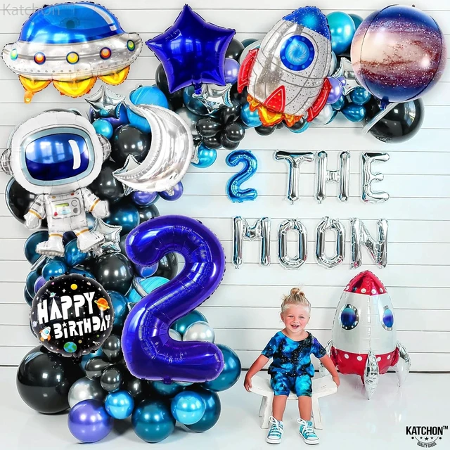 Alt view image 14 of 14 - Huge Two The Moon Balloons - 40 Inch | Galaxy Birthday Party Decorations | Space Themed Party Supplies