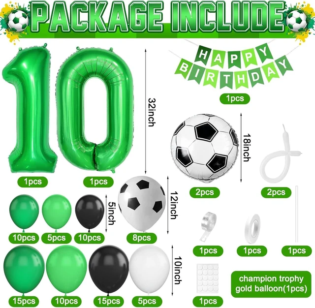 Alt view image 9 of 14 - 10th Birthday Soccer Balloon Arch,10th Soccer Garland Kit with Green Number 10 Balloon Football Balloons for Boys Kids 10 Birthday Party Decorations