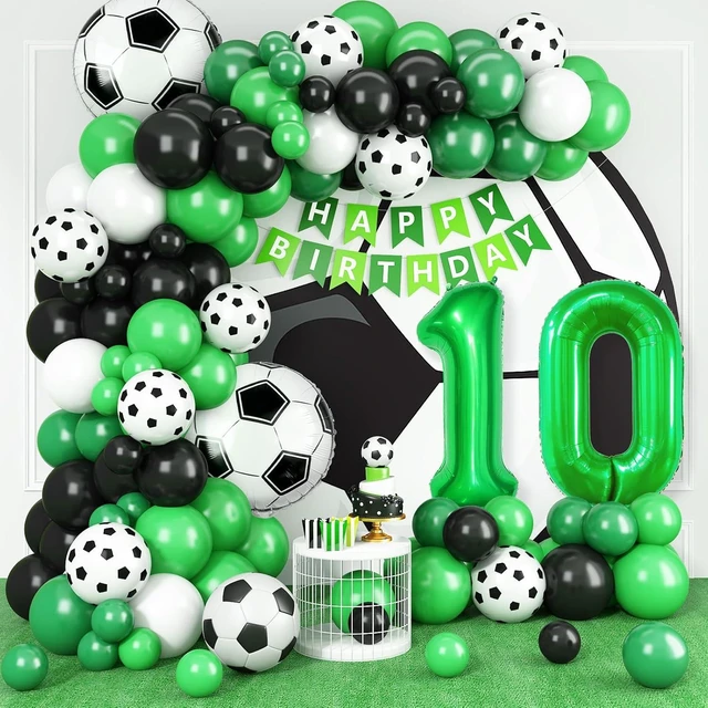 Alt view image 8 of 14 - 10th Birthday Soccer Balloon Arch,10th Soccer Garland Kit with Green Number 10 Balloon Football Balloons for Boys Kids 10 Birthday Party Decorations