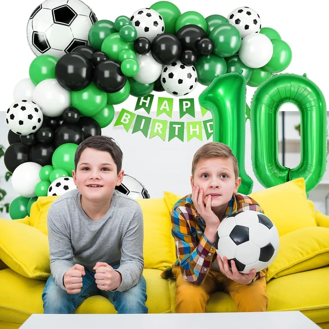 Alt view image 12 of 14 - 10th Birthday Soccer Balloon Arch,10th Soccer Garland Kit with Green Number 10 Balloon Football Balloons for Boys Kids 10 Birthday Party Decorations