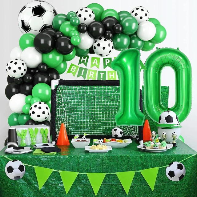 Alt view image 14 of 14 - 10th Birthday Soccer Balloon Arch,10th Soccer Garland Kit with Green Number 10 Balloon Football Balloons for Boys Kids 10 Birthday Party Decorations