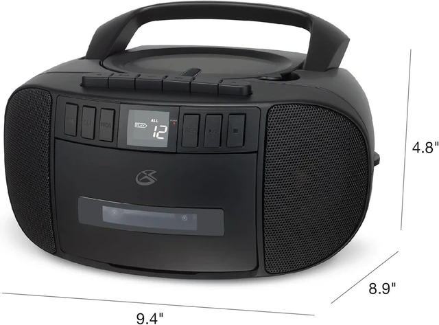 Alt view image 11 of 14 - GPX BCA209B Portable Am/FM Boombox with CD and Cassette Player, Black