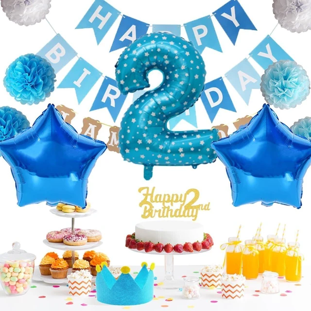 Alt view image 9 of 14 - 2nd Birthday Decorations Blue Princes 2nd Birthday Party Decorations, Blue 2 Year Old Birthday Party Supplies