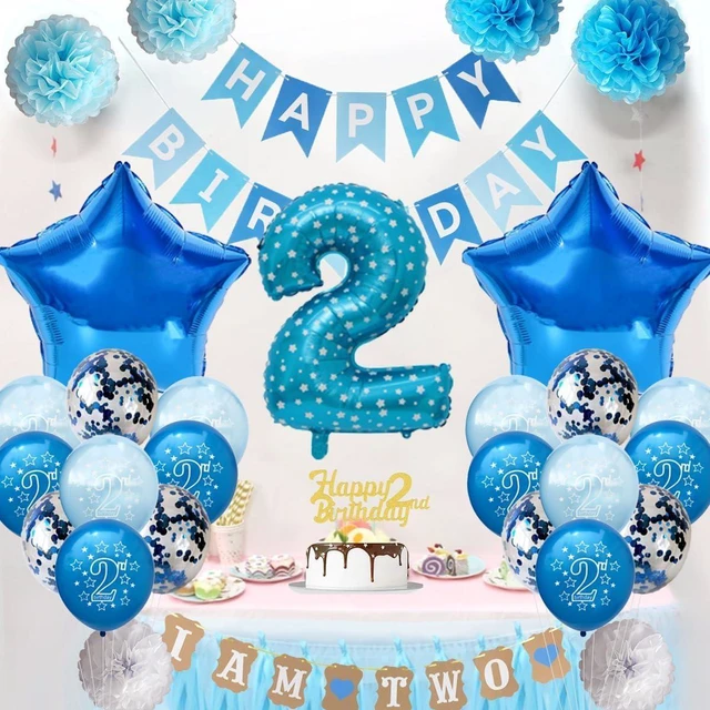 Alt view image 10 of 14 - 2nd Birthday Decorations Blue Princes 2nd Birthday Party Decorations, Blue 2 Year Old Birthday Party Supplies