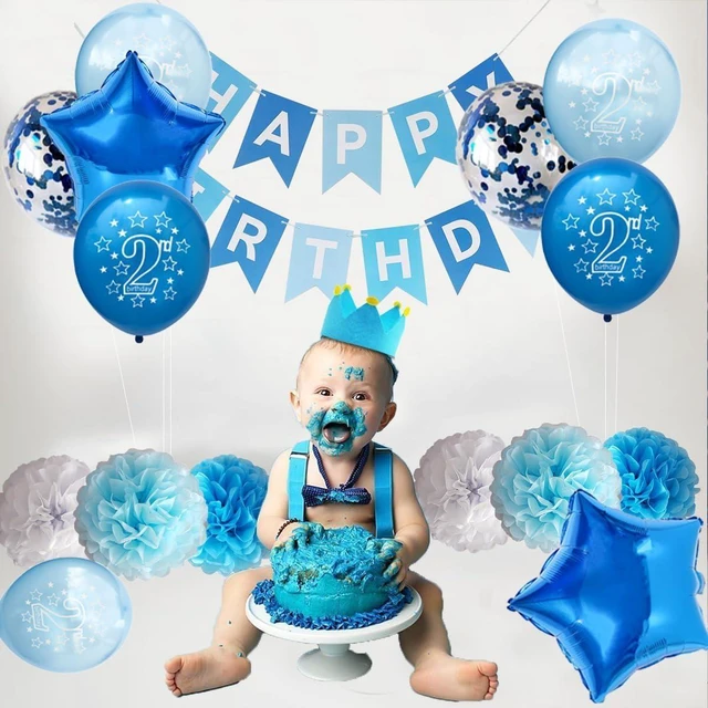 Alt view image 12 of 14 - 2nd Birthday Decorations Blue Princes 2nd Birthday Party Decorations, Blue 2 Year Old Birthday Party Supplies