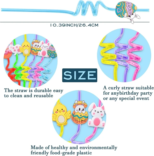 Alt view image 9 of 14 - 24pcs Easter Party Straw Easter Chicks Easter Eggs Easter Bunny Party Supplies Drinking for Easter Party Favors Goodie Bag Stuffers (Easter)