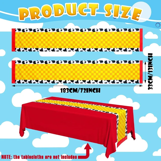 Alt view image 9 of 14 - 2 Pcs Cartoon Table Runner Cartoon Birthday Party Supplies 1.08 x 6 ft Linen Table Cover Supplies for Birthday Party Decorations (Classic)