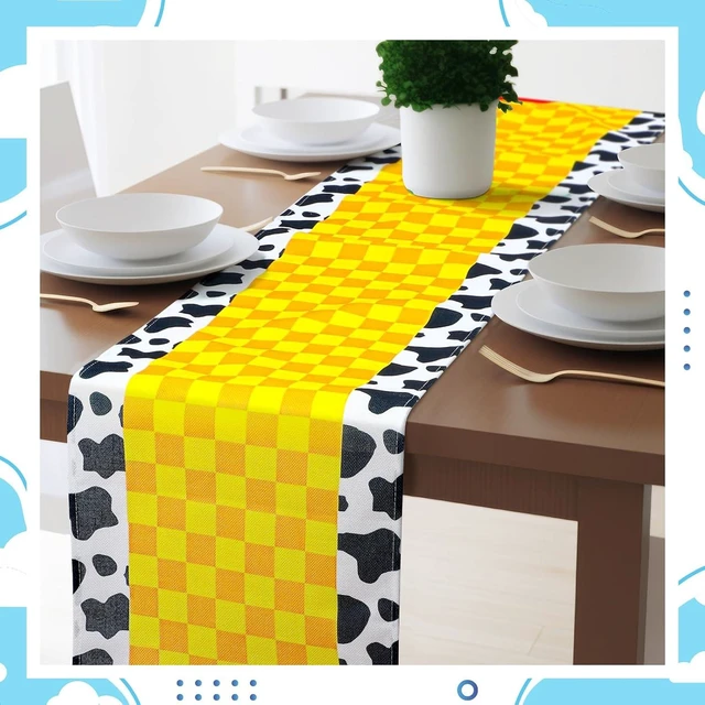 Alt view image 11 of 14 - 2 Pcs Cartoon Table Runner Cartoon Birthday Party Supplies 1.08 x 6 ft Linen Table Cover Supplies for Birthday Party Decorations (Classic)