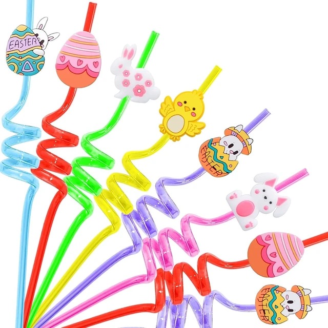 Alt view image 8 of 14 - 24pcs Easter Party Straw Easter Chicks Easter Eggs Easter Bunny Party Supplies Drinking for Easter Party Favors Goodie Bag Stuffers (Easter)