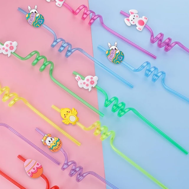 Alt view image 14 of 14 - 24pcs Easter Party Straw Easter Chicks Easter Eggs Easter Bunny Party Supplies Drinking for Easter Party Favors Goodie Bag Stuffers (Easter)