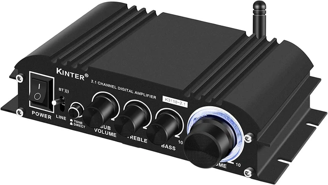 Alt view image 9 of 14 - Kinter K3118-2.1 Bluetooth 5.0 Stereo Digital Receiver Amplifier 2.1 Channel Mini Hi-Fi Class D Amp 30 Watt x 2 Channels + 80 Watt Subwoofer for Home TV DIY Auto Outdoor Passive Speakers Subwoofer