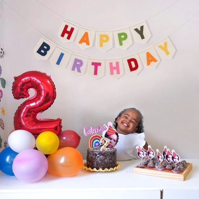 Alt view image 12 of 14 - Colorful Happy Birthday Banner - Rainbow Birthday Party Decorations,Bohemian Felt Happy Banner,Colorful Felt Garland Photo Backdrop,Boho Rainbow Party Wall Hanging Decorations