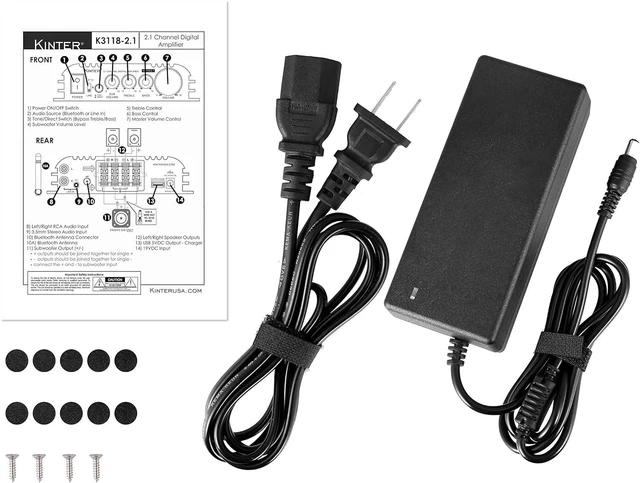 Alt view image 14 of 14 - Kinter K3118-2.1 Bluetooth 5.0 Stereo Digital Receiver Amplifier 2.1 Channel Mini Hi-Fi Class D Amp 30 Watt x 2 Channels + 80 Watt Subwoofer for Home TV DIY Auto Outdoor Passive Speakers Subwoofer