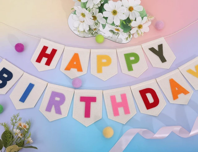 Alt view image 14 of 14 - Colorful Happy Birthday Banner - Rainbow Birthday Party Decorations,Bohemian Felt Happy Banner,Colorful Felt Garland Photo Backdrop,Boho Rainbow Party Wall Hanging Decorations