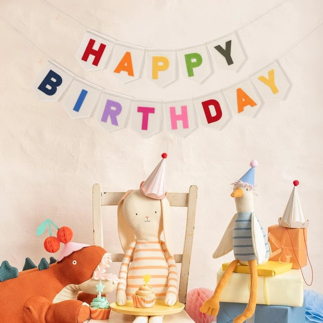 Alt view image 11 of 14 - Colorful Happy Birthday Banner - Rainbow Birthday Party Decorations,Bohemian Felt Happy Banner,Colorful Felt Garland Photo Backdrop,Boho Rainbow Party Wall Hanging Decorations