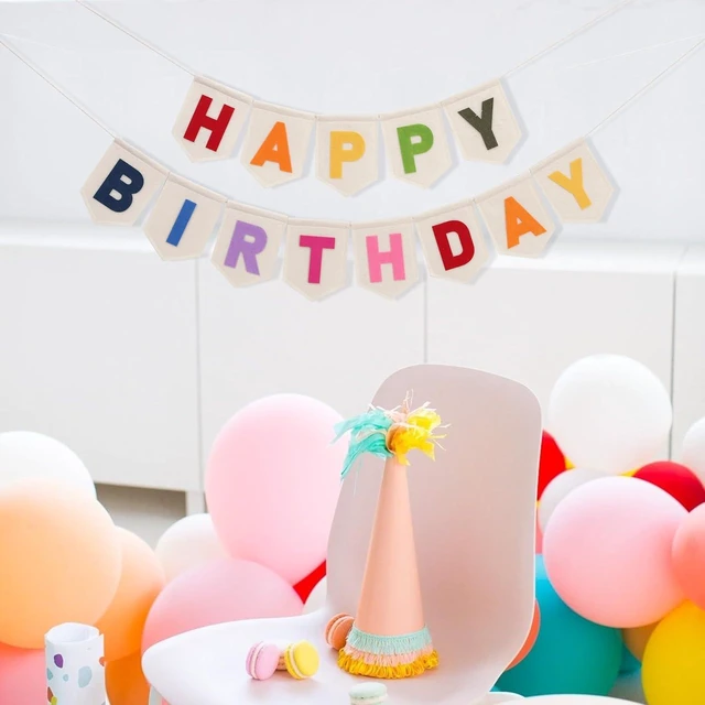 Alt view image 10 of 14 - Colorful Happy Birthday Banner - Rainbow Birthday Party Decorations,Bohemian Felt Happy Banner,Colorful Felt Garland Photo Backdrop,Boho Rainbow Party Wall Hanging Decorations