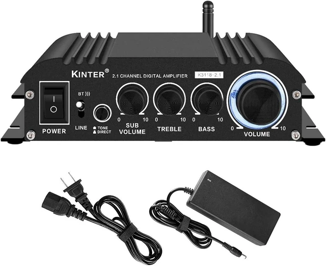 Alt view image 8 of 14 - Kinter K3118-2.1 Bluetooth 5.0 Stereo Digital Receiver Amplifier 2.1 Channel Mini Hi-Fi Class D Amp 30 Watt x 2 Channels + 80 Watt Subwoofer for Home TV DIY Auto Outdoor Passive Speakers Subwoofer