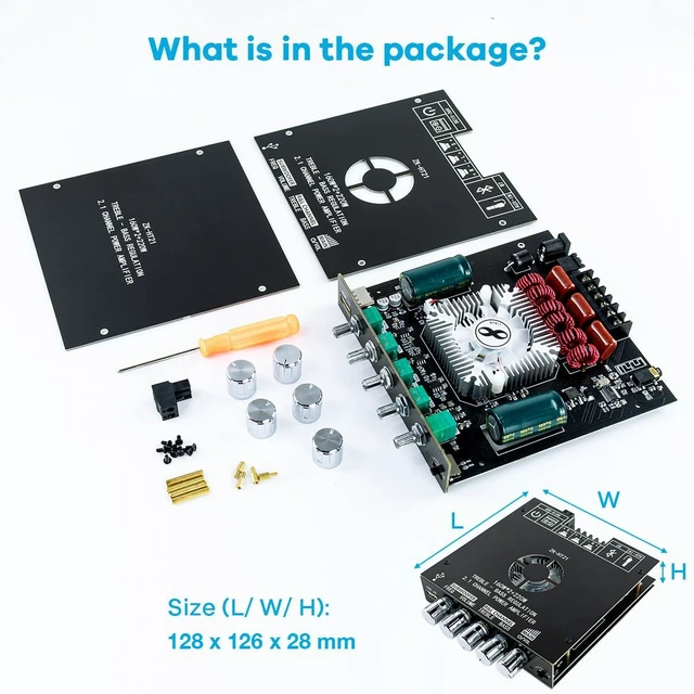 Alt view image 14 of 14 - ZK-HT21 TDA7498E Bluetooth Amplifier Board 160W×2+220W Subwoofer 2.1 Channel Audio Receiver Power Amplifier Module with Treble and Bass Control for DIY Speakers