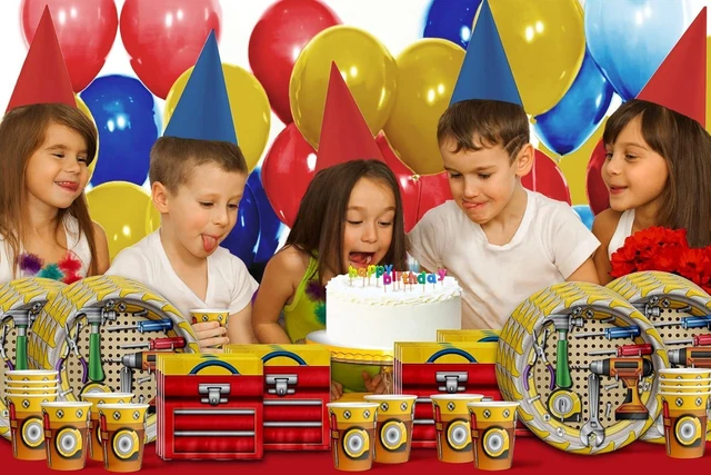 Alt view image 14 of 14 - Handyman Birthday Party Supplies - Tool Party Supplies - Carpenter Birthday Party | Tableware Set Includes Plates, Napkins and Cups | Kit for 16