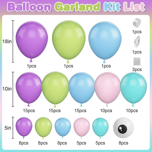 Alt view image 8 of 12 - GRESATEK Monster Balloons Arch Garland Kit, Monster Cartoon Inc Balloons Party Decorations, Purple Green Blue Pink Teal Blue Balloons Arch for Monster Theme Birthday Baby Shower Party Decor